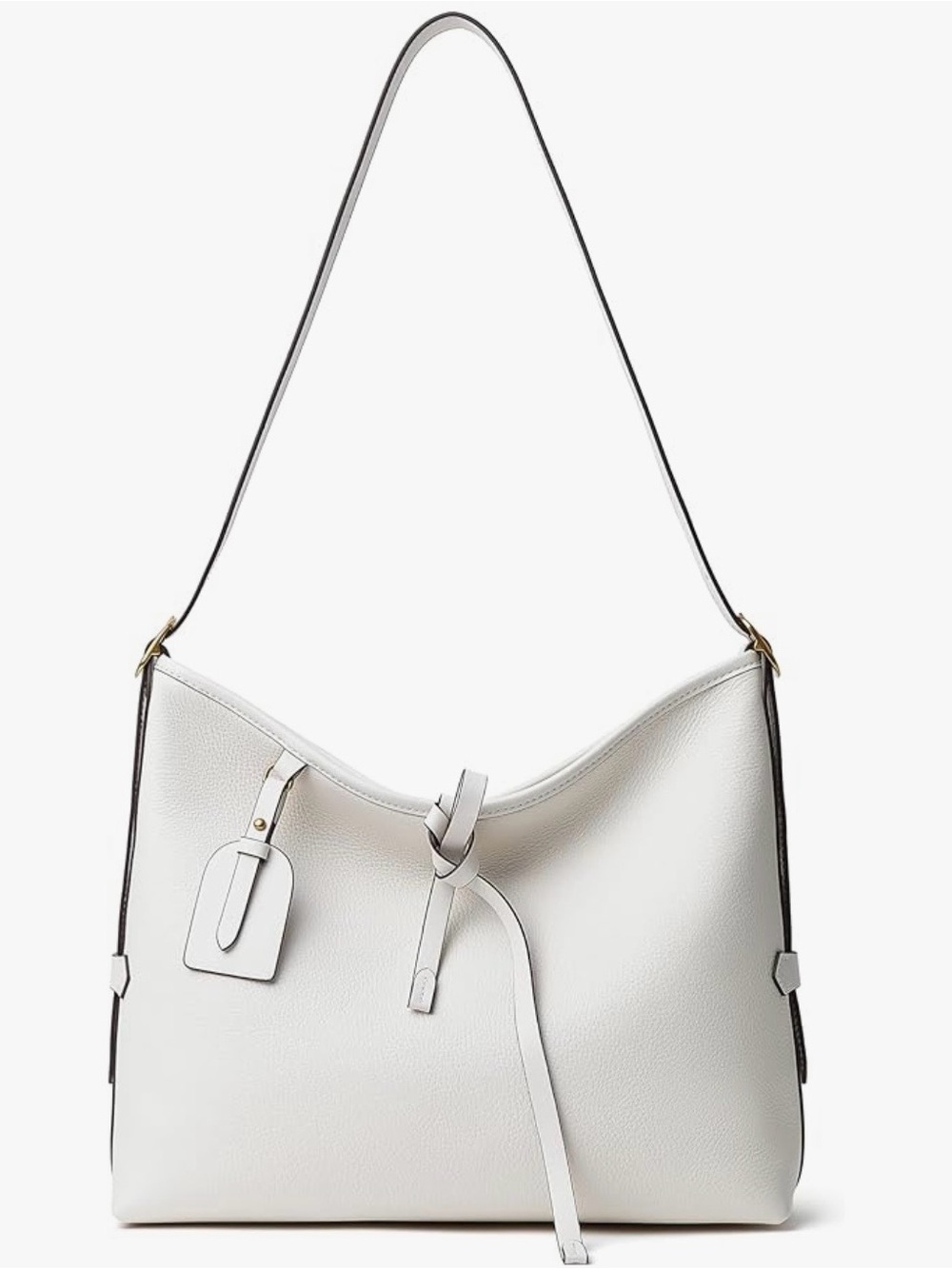 New DORIS White genuine Leather Shoulder Bag with Knot Detail